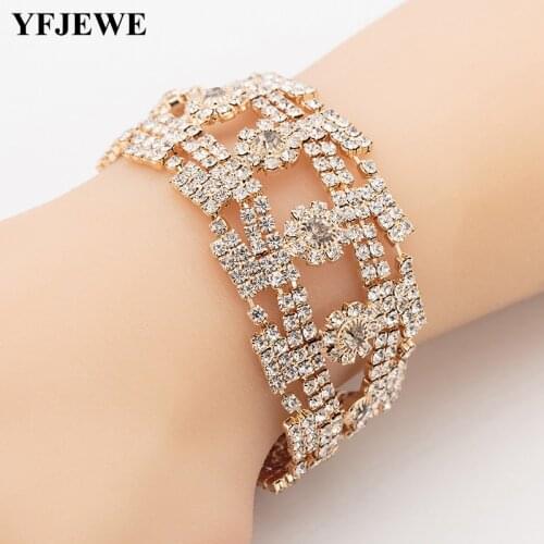 YFJEWE Irregular Crystal Charm Bracelets for Women Silver Color Rhinestone Bridal Engagement Pulseras Wedding Jewelry B169