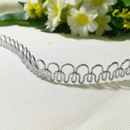 1M High Quality Latest Silver Lace Fabric Applique Lace Ribbon Trim Guipure Laces Sewing Trimmings For Clothing dentelle RT16