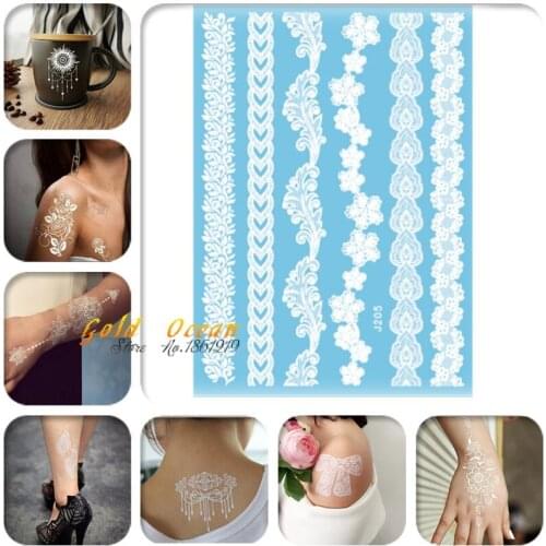 1PC Flower Bracelet White Henna Tattoo Paste GJ205 Flash Metallic Tattoo Summer Style Long Lasting Tattoo White Ink Henna Tatoo
