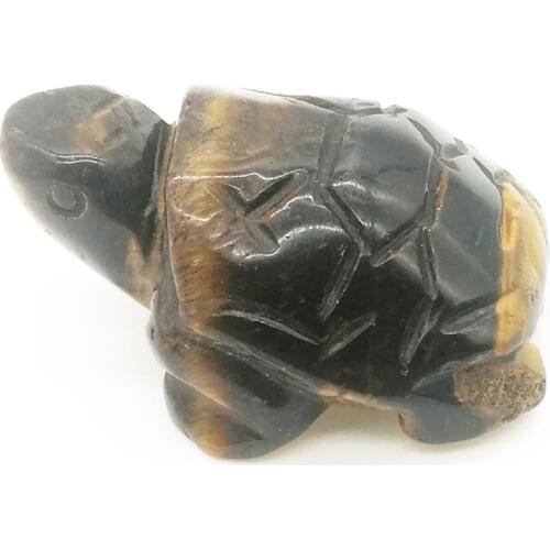 1Pcs Turtle Tortoise Figurine 2" Natural Gemstone Yellow Tiger Eye Crystal Carved Statue Crafts Home Decor