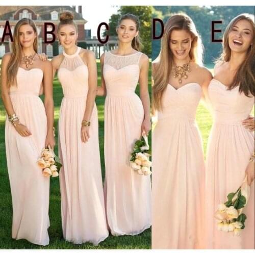 100% Real Samples Robe demoiselle d'honneur One Shoulder A Line Pink Bridemaid Dresses Chiffon Prom Wedding Party Gowns