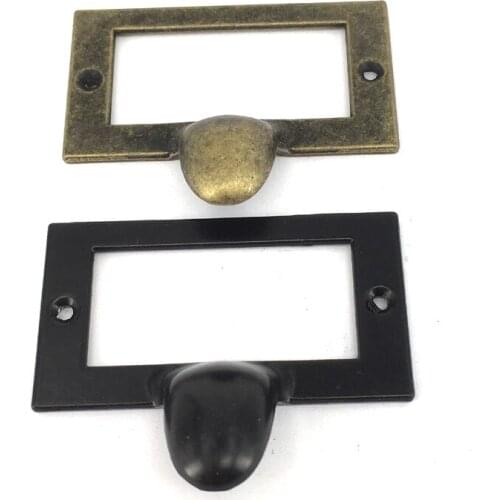 12x Antique Bronze Black Vintage Label Pull Frame Handle File Name Card Holder For Furniture Cabinet Drawer Box Case Bin