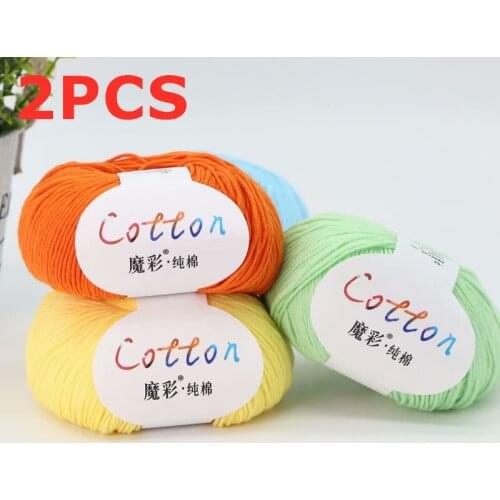 2PCS X 50g Crochet Yarn For Hand Knitting 100% Cotton Soft Combed Thread Yarn Hand Knitting Colorful Organic Yarn