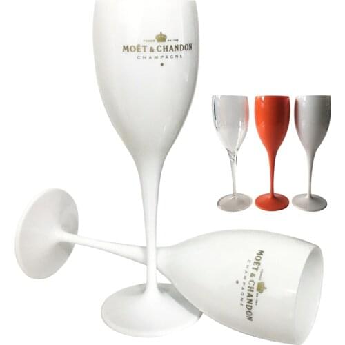 2 cups Champagne Flutes Glasses Plastic Wine Glasses Dishwasher-safe White Moet Acrylic Champagne Glass Transparent Wine Glass