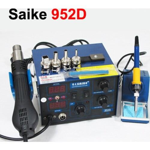 2 In 1 220V SAIKE 952D Rework Station with Hot Air Gun Soldering Station and Soldering Iron for Welding