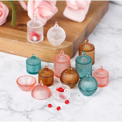 3pcs/set 1:12 Dollhouse Decor Miniature Doll Accessories Toy Candy Jar Storage Tank for Transparent