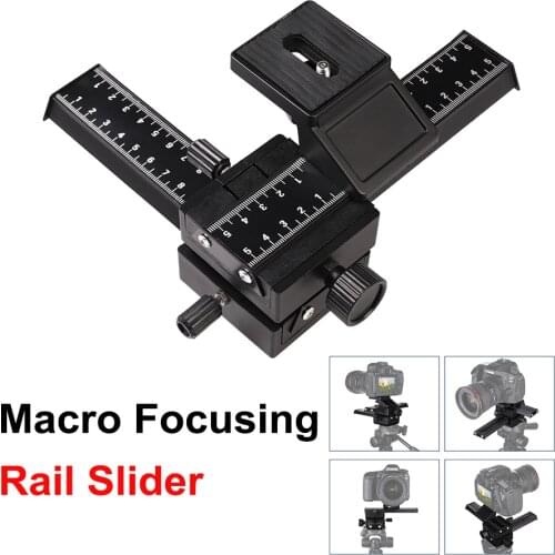 4 Way Macro Focusing Rail Slider Close-Up Shooting Tripod Head 1/4 Screw for DSLR Camera for Canon Sony Nikon Fujifilm