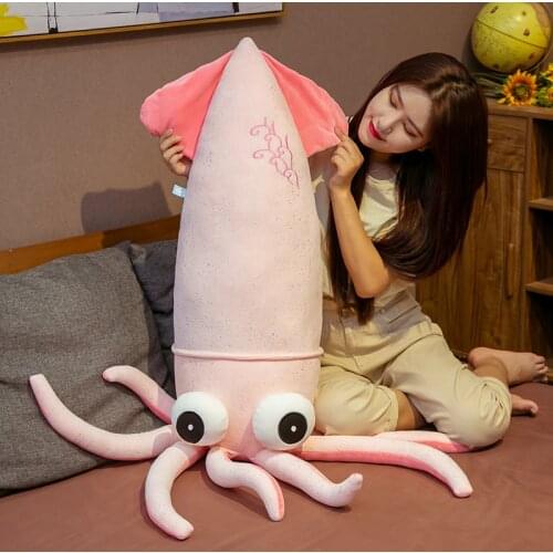 70-130cm Full Length Giant Marine Animal Squid Plush Toy Simulation cuttlefish Squid Stuffed Animal Cute Doll Kid Toys kids Gift
