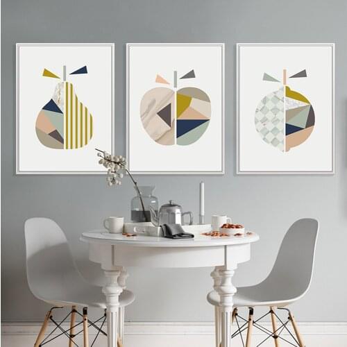 Abstract Geometric Shape Fruit Photo Minimalist Poster Apple Pear Canvas Painting Wall Sticker Printing Living Room Home Decor