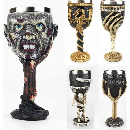 Gothic Wine Goblet Contain Skull Dragon Claw Samoan Retro Stainless Steel&Resin Wine Glass BEST Friend Gifts Bar Drinkware