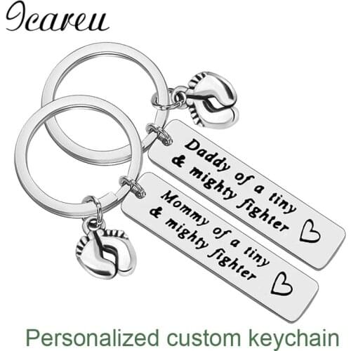 Trendy Newborn Keychains Little Feet Lettering Keyring Fathers Day Mothers Day Gift Diy Accessories For Mom Farther