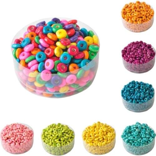 100Pcs 3*6mm Wooden Beads Loose Beads DIY Findings Jewelry Making Pendant Necklace Bracelet Candy Color
