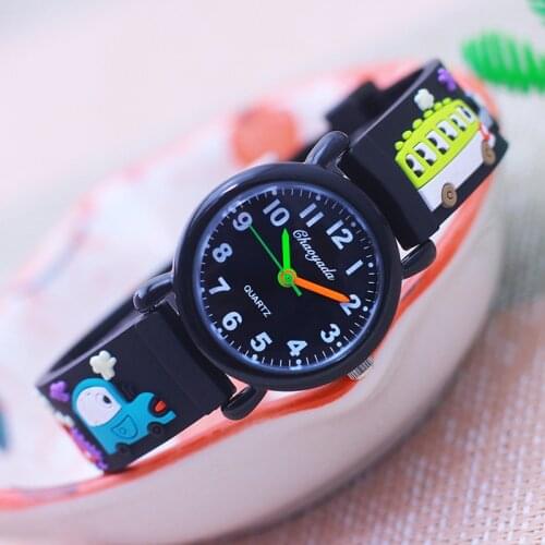 2021chaoyada children cartoon dinosaur football plane silicone soft strap wristwatch boys girls black cool gifts watches clock