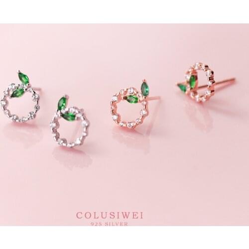 Colusiwei New Design Garland Stud Earrings for Women 925 Sterling Silver Ear Studs Green Leaf Fashion Wedding Statement Jewelry