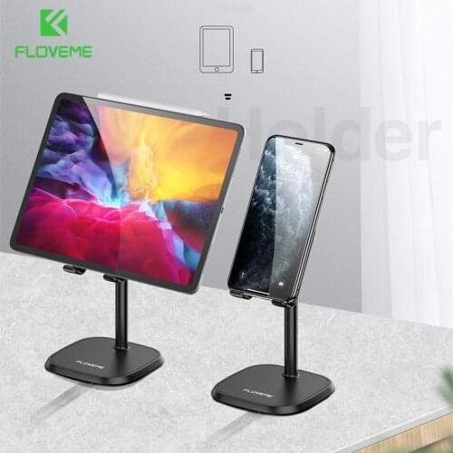 FLOVEME Thicken Desktop Phone Holder Tablet Stand Stable Metal Base Adjustable Phone Bracket for iPhone iPad Xiaomi Phone Holder