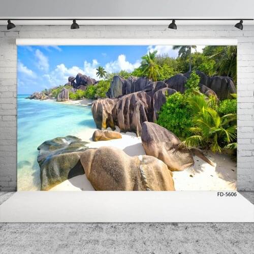 Big Stones Trees Sand Beach Photography Background Custom Backdrop Photo Studio for Baby Children Portrait Scenic Photophone