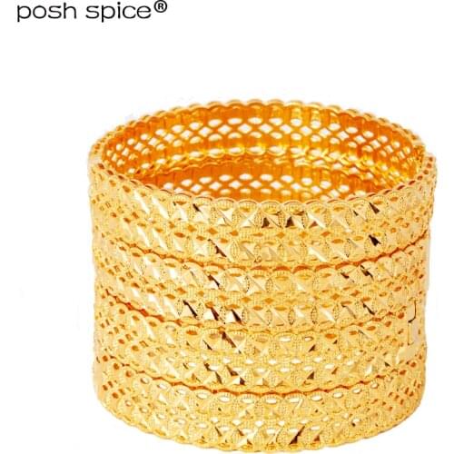 4pcs Indian Bracelets Arabic Bangles with Charm African Gold Bracelets&Bangles Dubai Bangles for Women Ethiopian Bridal Jewelry