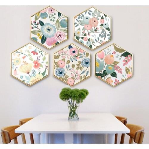 Canteen Painting Fresco Garden Decoration Cuadros Decoracion Dormitorio Ins Style Pink Oil Painting Canvas Art Wall Kitchen