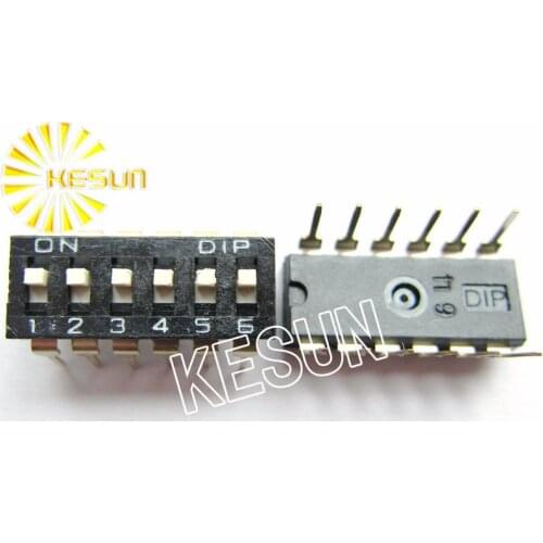 China Quality KI-06 Black 6P DIP Switch 2.54mm 6 Position IC Encoder Switch Slide Switch KI-06H x 100PCS