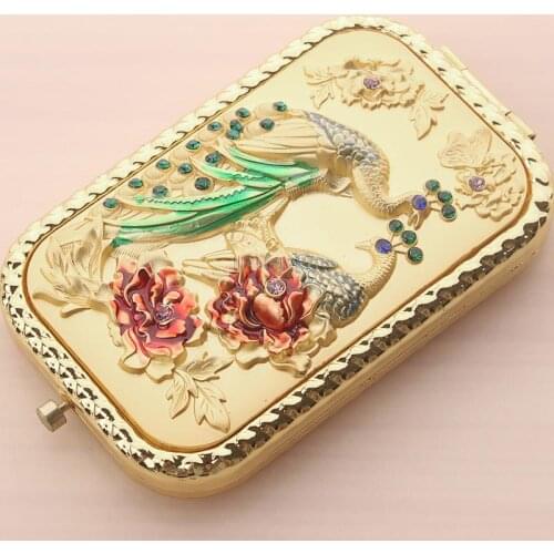 Mini portable makeup mirror cute rectangular creative folding small mirror student fashion personality retro portable mirror