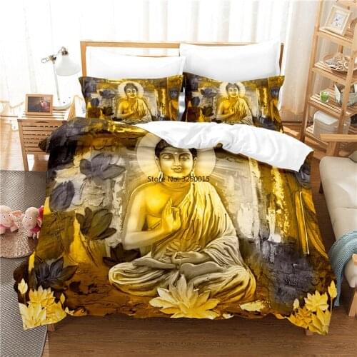 2-3Pcs Buddha Statue Bedding Set Duvet Cover Set 3d Bedding Digital Printing Bed Linen Queen Size Bedding Set Fashion Design