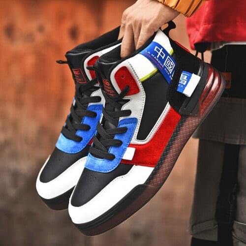 Winter And Autumn High Top Leather Running Shoes Men Air cushion Running Sneakers High Top Trendy Shoes For Men 2020 Zapatillas