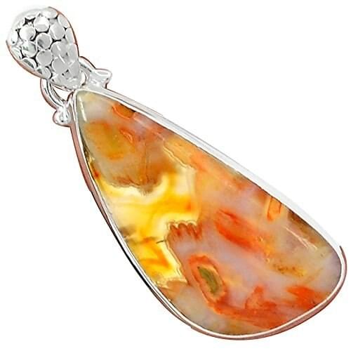 Lovegem Genuine Tube Agate Pendant 925 Sterling Silver, 45 mm, AP3744