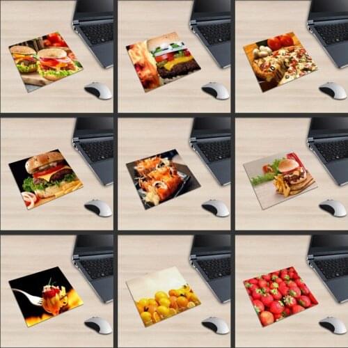 XGZ Laptop Food Square Mouse Pad Hamburger Cola Fast Food Pattern Fruit Orange PC Mat Seafood Sushi Rubber Non-slip Universal