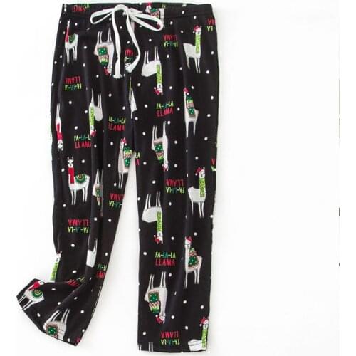 2021 Summer Women 100% cotton sleepwear bottoms Female Casual loosen plus size nighty trousers Ladies Cartoon Calf-length pants