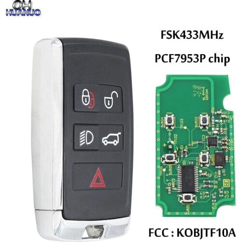 Modified Style 4+1 button FSK433MHz remote key With PCF7953P chip PCB board For Jaguar FCC : KOBJTF10A