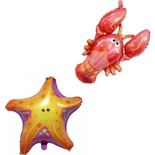 Starfish Lobster Ocean Cartoons Foil Balloons Globos Helium Balloon Children Ocean Theme Birthday Party Decoration Kids Toys
