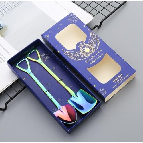 Stainless Steel Ice Cream Shovel Spoons Set 2 PCS Flatware for Dessert Fruit Chocolate Cake Teaspoons Watermelon shovel