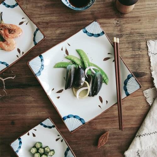 Square Ceramic Plate Set Porcelain Kitchen Dinner Steak Western Food Plate Dessert Dish Cake Plate Cutlery Set Decoration