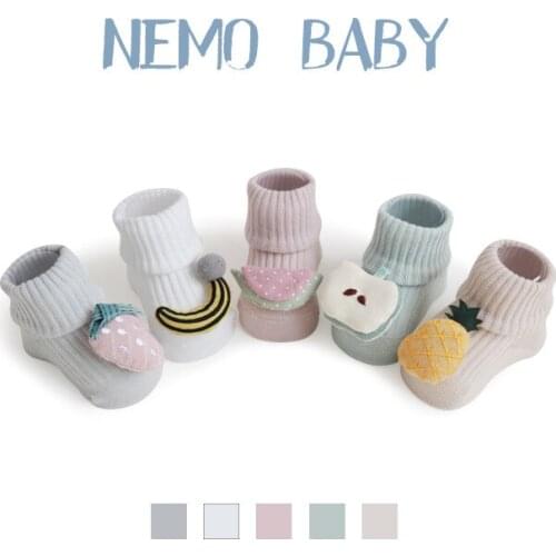 Spring Summer Socks Soft Cotton Baby Girls Socks Boy Socks Newborn Cartoon Fruit Baby Socks Infant Anti Slip Floor Sock 0-18 Mon