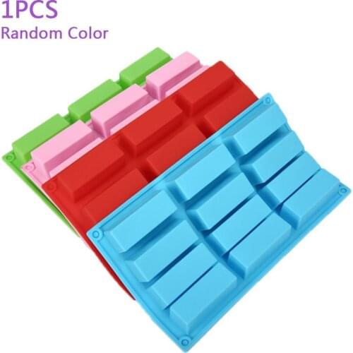 12-hole Rectangle Cake Sugar Mold Handmade Soap DIY Baking Tools Silicone Fondant Chocolate Biscuit Cookie Pan Kitchen Bakeware