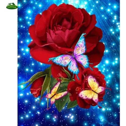 NEW DIY Full Diamond Embroidery flower 5D Diamond Painting Cross Stitch rose 3D Diamond Mosaic butterfly Needlework Crafts,Gift