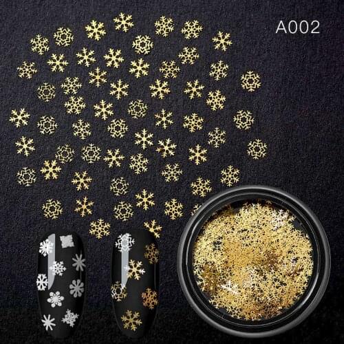 3D Nail Decorations Hollow Out Gold Nail Glitter Stone Sequins Snow Flakes Mixed Design Decorations for Nails Arts Accessories