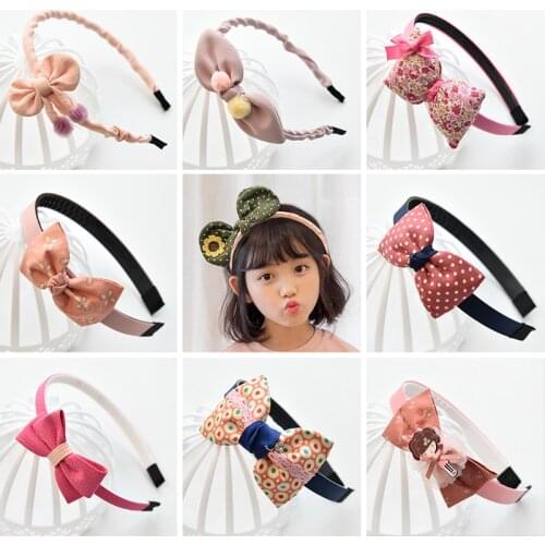 Girl Rabbit Ear Bow Knot Hairband Solid Color Cross Knot Children Hair Head Hoop Simple Sweet Kid Hair Headband Hair Accessories