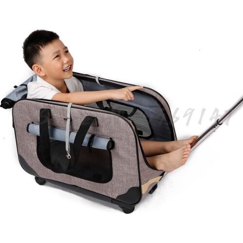 Pet Trolley Dog Outing Portable Pack Four Wheels Bag Cart Closed Cat Cage
