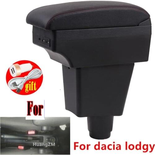 For dacia lodgy armrest box Center Storage box car accessories Interior with USB LED