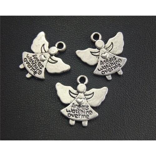 10pcs Silver Color Angels Watching Over Me Charms Handmade Charms Pendants Jewelry Findings 19x19mm A1993