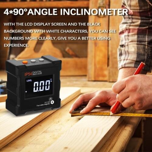 Portable 4*90° IP65 Waterproof Level High Precisions Angle Finder Digital Protractor Inclinometer Digital Level LED Display