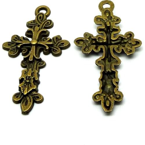 RONGQING 2018 New 50pcs/pack Crosses 46x25mm Religion DIY Necklace Hollow Pendant accessories Jewelry Charms
