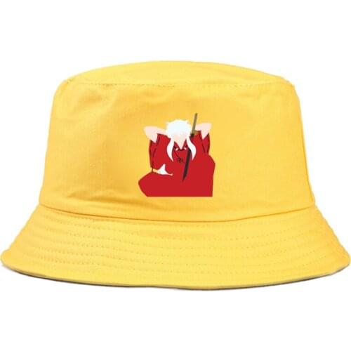 Inuyasha print Fisherman cap Panama Street Side Seaside Beach Tourism Bucket Hat Drivers Cap Simple Style