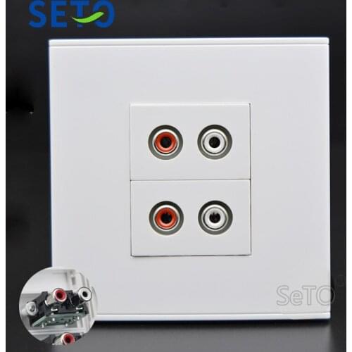 SeTo 86 Type Double Ports Red & White Audio AV Panel Wall Plate Socket Keystone Faceplate