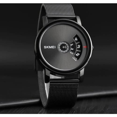 SKMEI New Creative Steel Mesh Belt Quartz Mens Watches Waterproof Fashion Casual Men Wristwatches Clock Man Relogio Masculino
