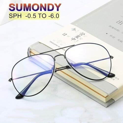 SUMONDY Prescription Glasses For Myopia SPH 0 to -6.0 Women Men Fashion Spectacles For Nearsighted With Dioptre End Product UF51