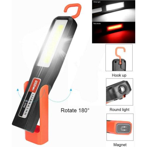 LED Tactical Flashlight USB Rechargeable Torch Waterproof COB LED Magnetic Work Light USB Rechargeable Inspection Lamp Cordless