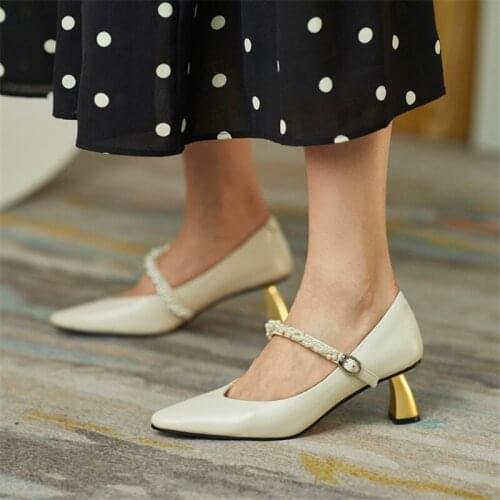 Pointed Toe Sexy Party Shoes for Women Heels Classic Pearl Shoes Women Pump Heels Comfortable Women Shoes Kitten Heels Fashion
