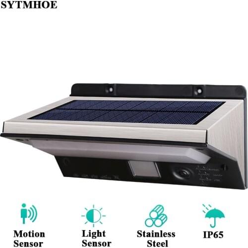 Pir Motion Sensor Solar Wall Lamp Outdoor Ip65 Waterproof 21 Led 5W Stainless Steel Solar Powered Motion Detector Light Sytmhoe